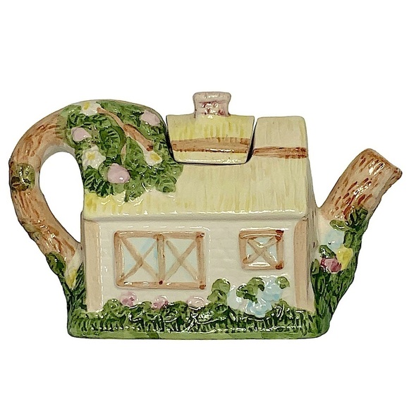 Vintage Teapot Cottage House Apple Tree Porcelain Ceramic 1994 Retro Collectible - Picture 4 of 16